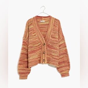 Madewell Space-Dyed Waller Crop Cardigan Sweater Wool Blend Size XS